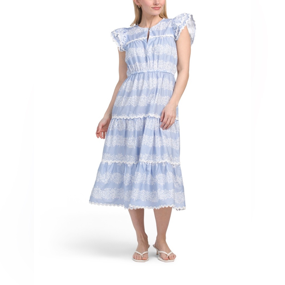 BRAND NEW WITH TAGS SAIL TO SABLE MAXI DRESS. Blue & White hydrangeas design. XL